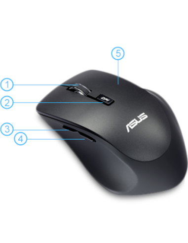 Asus WT425 wireless, Black, Charcoal, Wireless Optical Mouse - Asusshop.lt