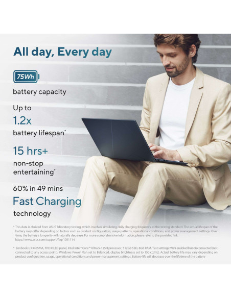 ASUS Zenbook 14 OLED, UX3405MA-PP069W, Intel Core Ultra 7, 16GB DDR5, 1TB, Win11 - Asusshop.lt