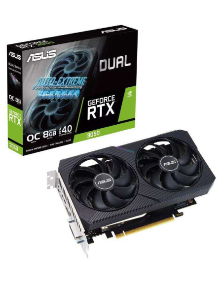 Graphics Card, ASUS, NVIDIA GeForce RTX 3050, 8 GB, GDDR6, 128 bit, PCIE 4.0 16x, Dual Slot Fansink, 1xDVI-D, 1xHDMI, 1xDisplay