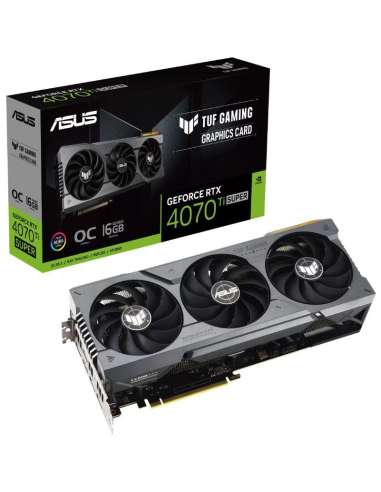 Graphics Card, ASUS, NVIDIA GeForce RTX 4070 Ti SUPER, 16 GB, GDDR6X, 256 bit, PCIE 4.0 16x, 2xHDMI, 3xDisplayPort, TUF-RTX4070