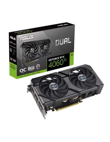 Graphics Card, ASUS, NVIDIA GeForce RTX 4060 Ti, 8 GB, GDDR6, 128 bit, PCIE 4.0 16x, GPU 2565 MHz, Dual Slot Fansink, 1xHDMI, 3