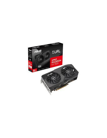 Graphics Card, ASUS, AMD Radeon RX 7600, 8 GB, GDDR6, 128 bit, PCIE 4.0 8x, Two and Half Slot Fansink, 1xHDMI, 3xDisplayPort, D