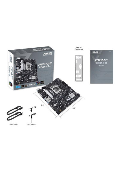 Mainboard, ASUS, Intel B760 Express, LGA1700, Micro-ATX, Memory DDR4, Memory slots 2, 2xPCI-Express 4.0 1x, 1xPCI-Express 4.0 1