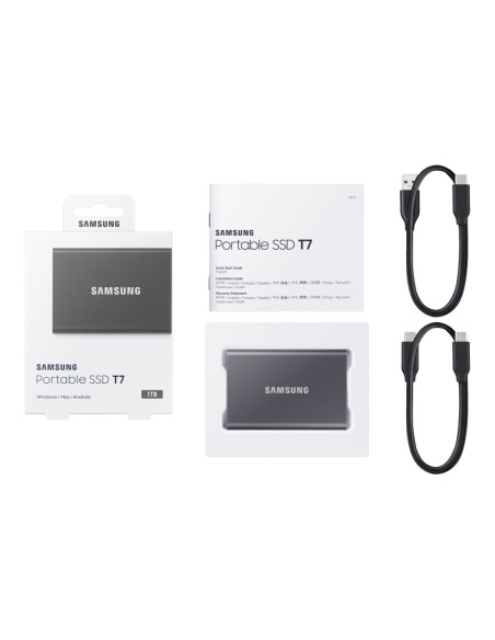 Samsung MU-PC1T0T/WW Portable SSD T7 USB 3.2 1TB Silver | Portable SSD | T7 | 1000 GB | USB 3.2 | Silver