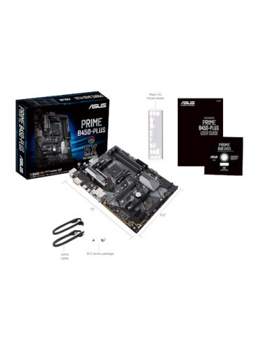 Asus | PRIME B450-PLUS | Processor family AMD | Processor socket AM4 | Memory slots 4 | Number of SATA connectors 6 x SATA 6Gb/