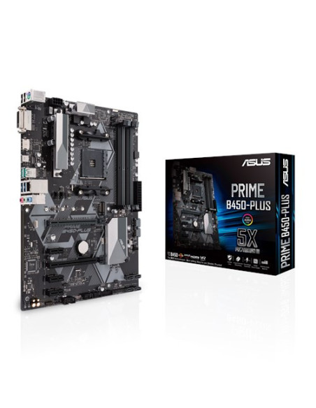 Asus | PRIME B450-PLUS | Processor family AMD | Processor socket AM4 | Memory slots 4 | Number of SATA connectors 6 x SATA 6Gb/