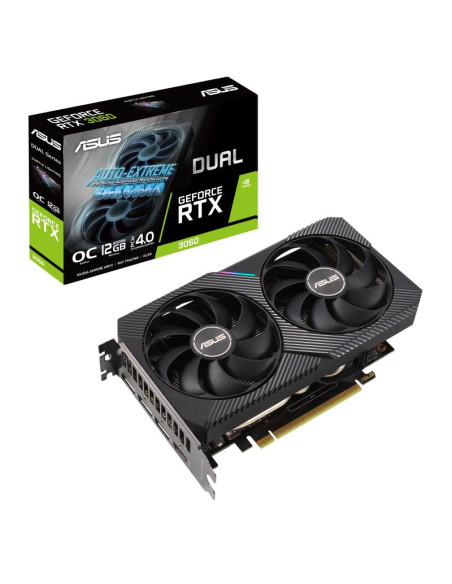 Graphics Card, ASUS, NVIDIA GeForce RTX 3060, 12 GB, 192 bit, PCIE 4.0 16x, GDDR6, GPU 1837 MHz, 1xHDMI, 3xDisplayPort, DUAL-RT
