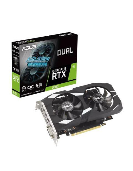 Graphics Card, ASUS, NVIDIA GeForce RTX 3050, 6 GB, GDDR6, 96 bit, PCIE 4.0 16x, Dual Slot Fansink, 1xDVI-D, 1xHDMI, 1xDisplayP