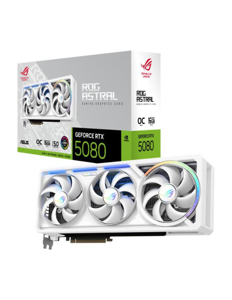 Graphics Card, ASUS, NVIDIA GeForce RTX 5080, 16 GB, GDDR7, 256 bit, Triple slot Fansink, ROG-ASTRAL-RTX5080O16G-WH