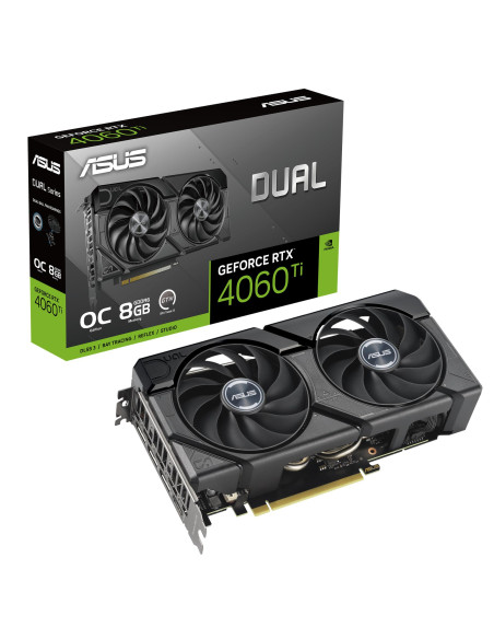 Graphics Card, ASUS, NVIDIA GeForce RTX 4060 Ti, 8 GB, GDDR6, 128 bit, PCIE 4.0 16x, GPU 2565 MHz, Dual Slot Fansink, 1xHDMI, 3