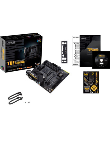 Asus | TUF GAMING B450M-PLUS II | Processor family AMD | Processor socket AM4 | DDR4 | Memory slots 4 | Number of SATA connecto