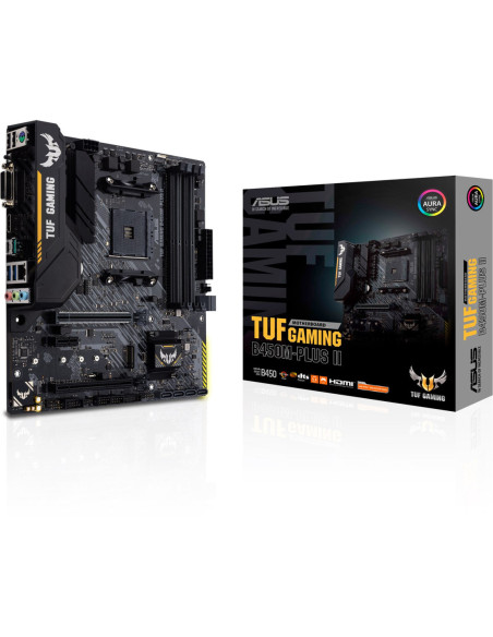 Asus | TUF GAMING B450M-PLUS II | Processor family AMD | Processor socket AM4 | DDR4 | Memory slots 4 | Number of SATA connecto
