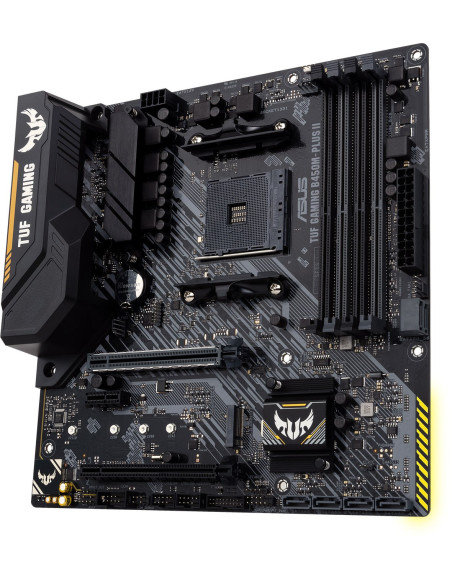 Asus | TUF GAMING B450M-PLUS II | Processor family AMD | Processor socket AM4 | DDR4 | Memory slots 4 | Number of SATA connecto
