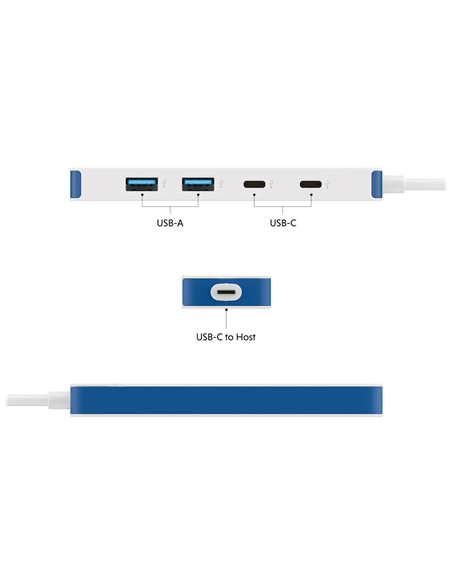Hyper HyperDrive Flex 4 Port USB-C Combo Hub, White/Blue | HD5200BUGL Hyper HyperDrive Flex 4 Port USB-C Combo Hub, White/Blue | HD5200BUGL