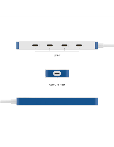 Hyper HyperDrive Flex 4 Port USB-C Hub, White/Blue | HD5201BUGL
