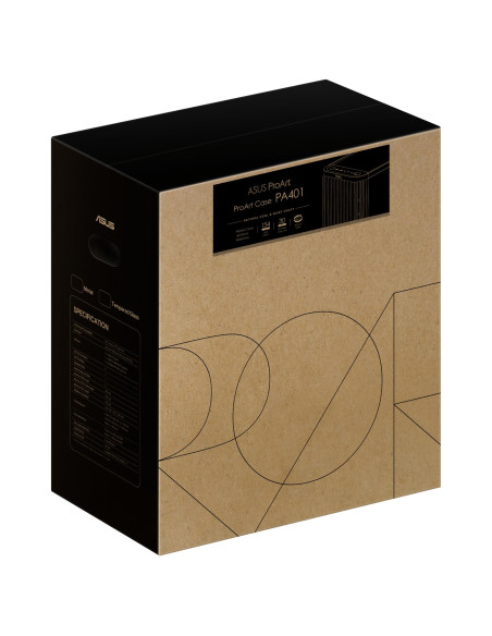 Case, ASUS, ProArt PA401 Wood Edition - Metal Panel, MidiTower, Not included, ATX, Colour Black, PROARTPA401WOODMETPWM