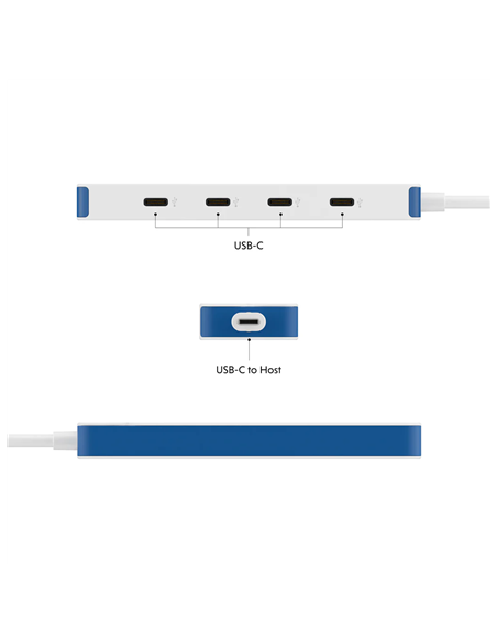 Hyper HyperDrive Flex 4 Port USB-C Hub, White/Blue | HD5201BUGL