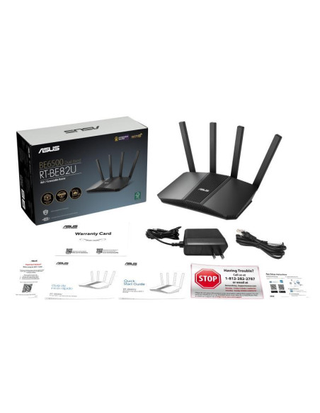Wireless Router, ASUS, Wireless Router, 6500 Mbps, Mesh, LAN WAN ports 1, Number of antennas 4, RT-BE82U