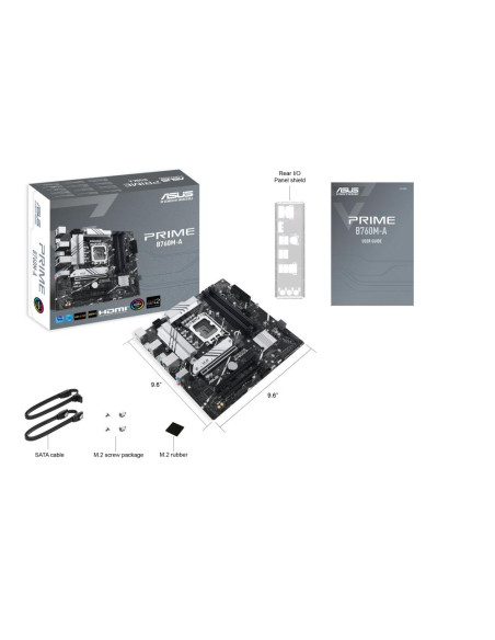 Mainboard, ASUS, Intel B760 Express, LGA1700, Micro-ATX, Memory DDR5, Memory slots 4, 2xPCI-Express 4.0 16x, 2xM.2, 1xHDMI, 2xD