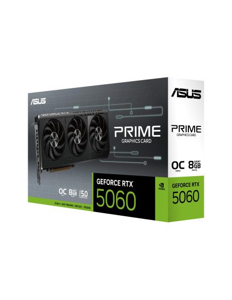 Graphics Card, ASUS, NVIDIA, GeForce RTX 5060, 8 GB, GDDR7, 128 bit, PCI Express 5.0, Active, PRIME-RTX5060-O8G
