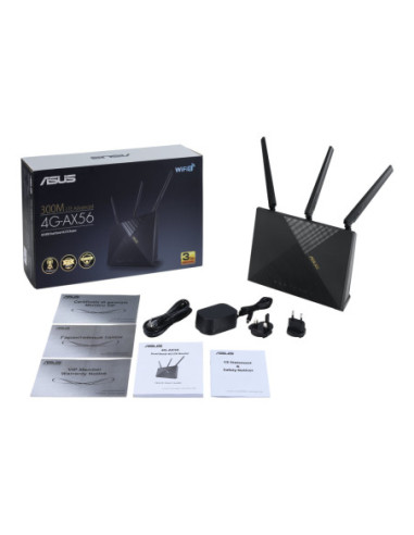 LTE Router | 4G-AX56 | 802.11ax | Ethernet LAN (RJ-45) ports Ethernet WAN | Mesh Support No | MU-MiMO Yes | 4G | Antenna type D