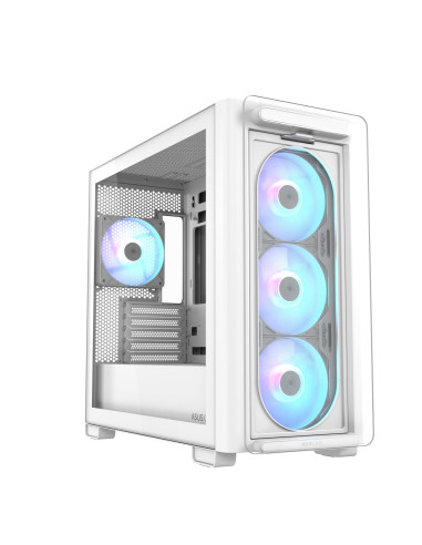 Case, ASUS, A23 PLUS, MidiTower, Case product features Transparent panel, MicroATX, MiniITX, Colour White, A23PLUSTG/ARGBWHITE