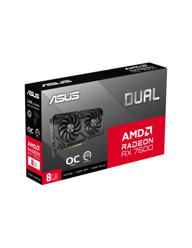 Graphics Card, ASUS, AMD Radeon RX 7600, 8 GB, GDDR6, 128 bit, PCIE 4.0 8x, Two and Half Slot Fansink, 1xHDMI, 3xDisplayPort, D