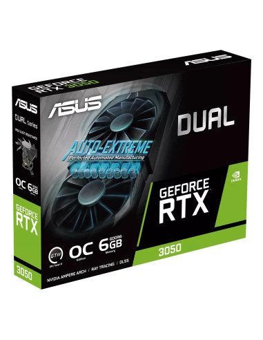 Graphics Card, ASUS, NVIDIA GeForce RTX 3050, 6 GB, GDDR6, 96 bit, PCIE 4.0 16x, Dual Slot Fansink, 1xDVI-D, 1xHDMI, 1xDisplayP