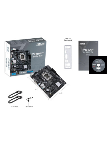 Mainboard, ASUS, Intel H610, LGA1700, MicroATX, Memory DDR4, Memory slots 2, 1xPCI-Express 3.0 1x, 1xPCI-Express 4.0 16x, 1xM.2