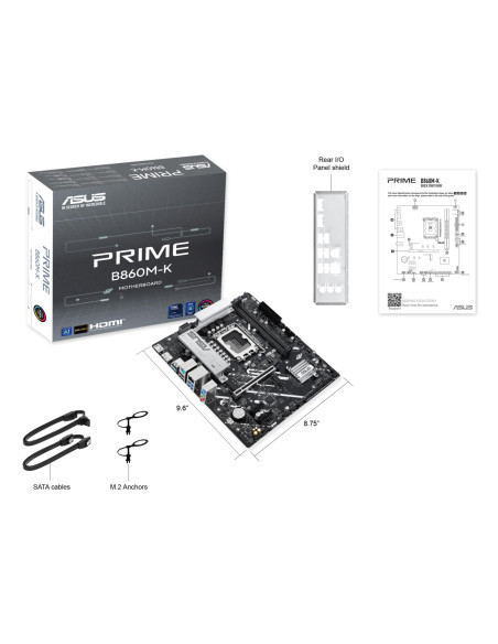 Mainboard, ASUS, Intel B860 Express, LGA1851, Micro-ATX, Memory DDR5, Memory slots 2, 2xPCI-Express 4.0 1x, 1xPCI-Express 4.0 1