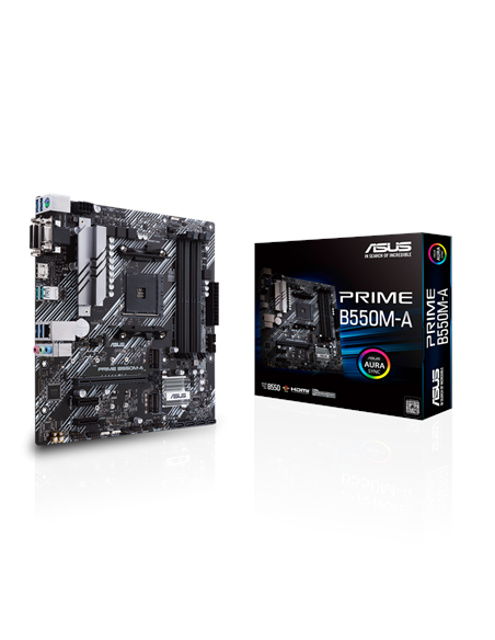 Asus | PRIME B550M-A | Processor family AMD | Processor socket AM4 | DDR4 | Memory slots 4 | Supported hard disk drive interfac