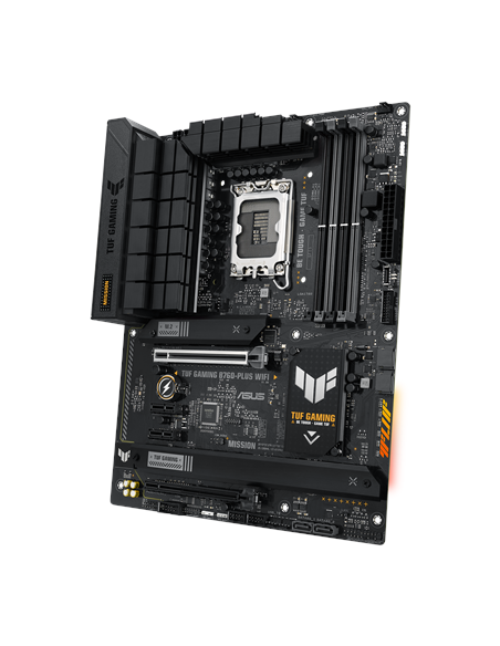 Asus | TUF GAMING B760-PLUS WIFI | Processor family Intel | Processor socket LGA1700 | DDR4 | Supported hard disk drive interfa
