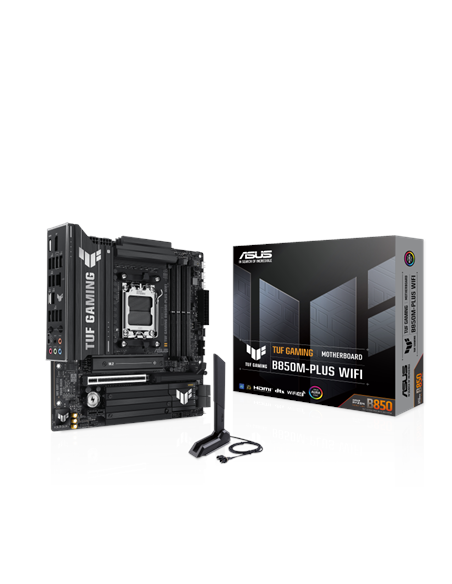 Asus TUF GAMING B850M-PLUS WIFI | Processor family AMD | Processor socket AM5 | DDR5 | Supported hard disk drive interfaces M.2