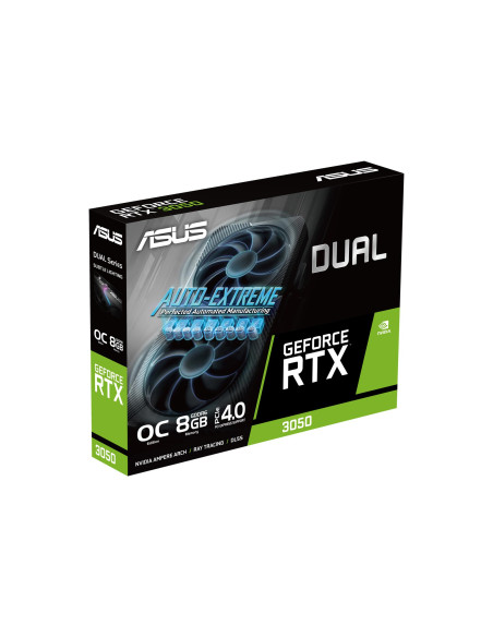 Graphics Card, ASUS, NVIDIA GeForce RTX 3050, 8 GB, GDDR6, 128 bit, PCIE 4.0 16x, Dual Slot Fansink, 1xDVI-D, 1xHDMI, 1xDisplay