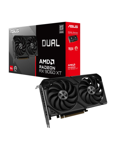 Graphics Card, ASUS, AMD, Radeon RX 9060 XT, 16 GB, GDDR6, 128 bit, PCI Express 5.0, Active, DUAL-RX9060XT-16G