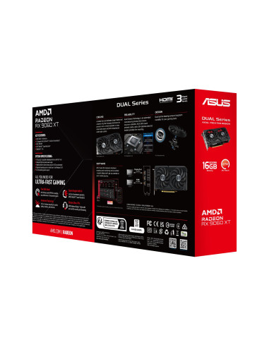 Graphics Card, ASUS, AMD, Radeon RX 9060 XT, 16 GB, GDDR6, 128 bit, PCI Express 5.0, Active, DUAL-RX9060XT-16G