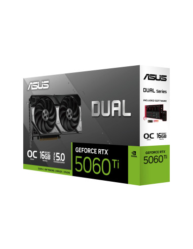 Graphics Card, ASUS, NVIDIA GeForce RTX 5060 Ti, 16 GB, GDDR7, 128 bit, PCIE 5.0 16x, Dual Slot Fansink, 1xHDMI, 3xDisplayPort,