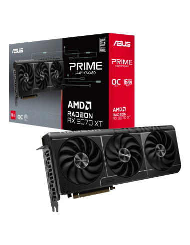 Graphics Card, ASUS, AMD Radeon RX 9070 XT, 16 GB, GDDR6, 256 bit, PCIE 5.0 16x, Triple slot Fansink, 1xHDMI, 3xDisplayPort, PR