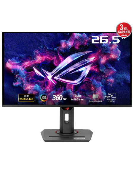 LCD Monitor, ASUS, ROG Strix OLED XG27ACDNG, 26.5", Gaming, Panel QD-OLED, 2560x1440, 16:9, 360 Hz, 0.03 ms, Swivel, Pivot, Hei