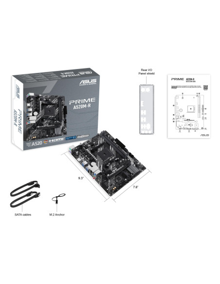 Mainboard, ASUS, AMD A520, SAM4, Micro-ATX, Memory DDR4, Memory slots 2, 1xPCI-Express 3.0 1x, 1xPCI-Express 3.0 16x, 1xM.2, 1x