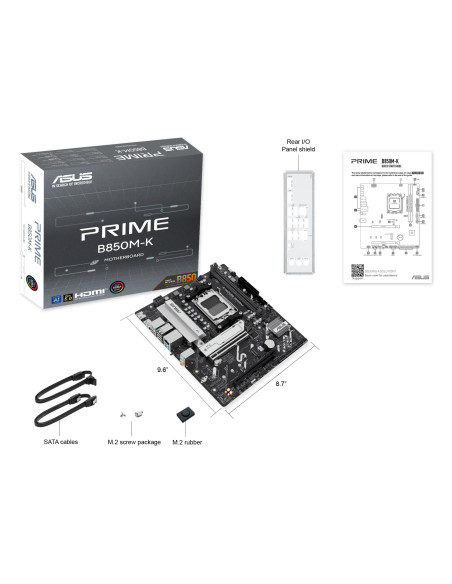 Mainboard, ASUS, AMD B850, SAM5, Micro-ATX, Memory DDR5, Memory slots 2, 1xPCI-Express 4.0 16x, 1xPCI-Express 5.0 16x, 2xM.2, 1