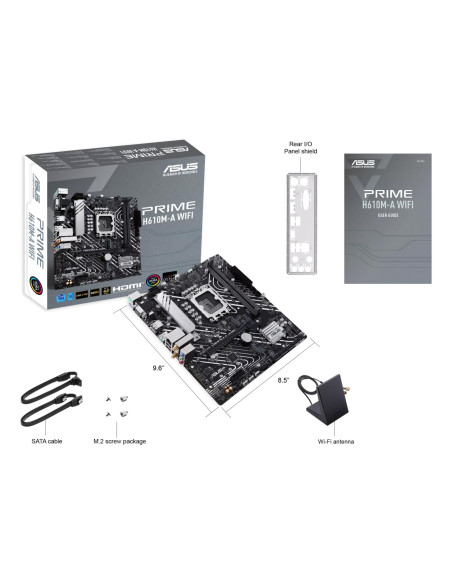 Mainboard, ASUS, Intel H610, LGA 1700, micro ATX, RAM DDR5-SDRAM, 2xSlots, Wi-Fi Yes, Bluetooth Yes, 2xNumber of M.2 (M) slots,