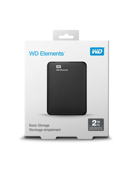 External HDD, WESTERN DIGITAL, Elements Portable, 2TB, USB 3.0, Colour Black, WDBU6Y0020BBK-WESN