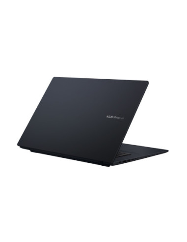 ASUS Vivobook 18 Quiet Blue nešiojamas kompiuteris su ASUS logotipu ant viršutinio dangčio