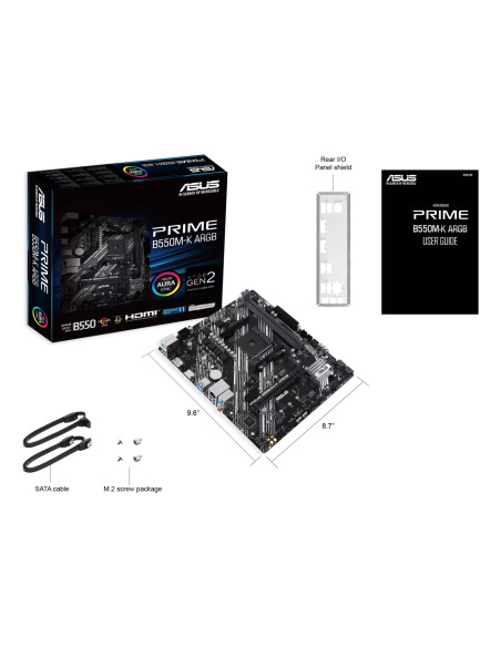 Mainboard, ASUS, AMD B550, SAM4, Micro-ATX, Memory DDR4, Memory slots 2, 1xPCI-Express 3.0 1x, 1xPCI-Express 3.0 16x, 1xPCI-Exp