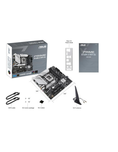 Mainboard, ASUS, Intel B760 Express, LGA1700, Micro-ATX, Memory DDR4, Memory slots 4, 3xPCI-Express 4.0 16x, 2xM.2, 2xHDMI, 1xD