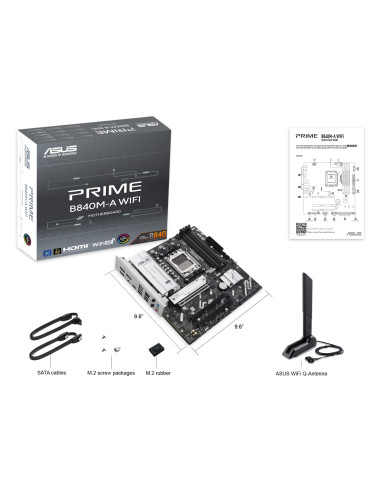 Mainboard, ASUS, AMD B840, SAM5, Micro-ATX, Memory DDR5, Memory slots 4, 2xPCI-Express 3.0 16x, 1xPCI-Express 4.0 16x, 3xM.2, 1