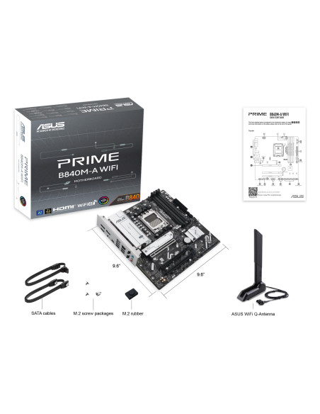 Mainboard, ASUS, AMD B840, SAM5, Micro-ATX, Memory DDR5, Memory slots 4, 2xPCI-Express 3.0 16x, 1xPCI-Express 4.0 16x, 3xM.2, 1