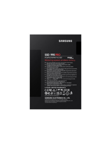 Samsung | 990 PRO | 2000 GB | SSD form factor M.2 2280 | Solid-state drive interface PCIe Gen4x4 | Read speed 7450 MB/s | Write