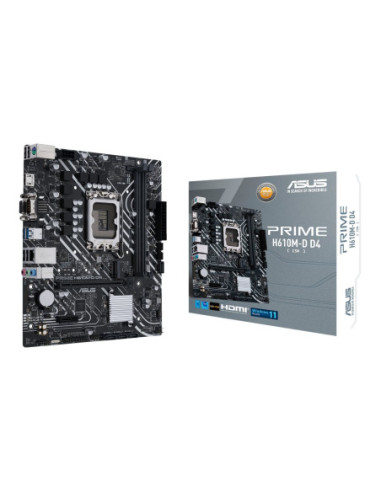 Asus | PRIME H610M-D D4 | Processor family Intel | Processor socket LGA1700 | DDR4 DIMM | Memory slots 2 | Supported hard disk 